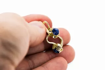 Ohrringe Saphir 14 Karat Gelbgold Vintage vec027y